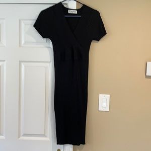 Short black ribbed dress